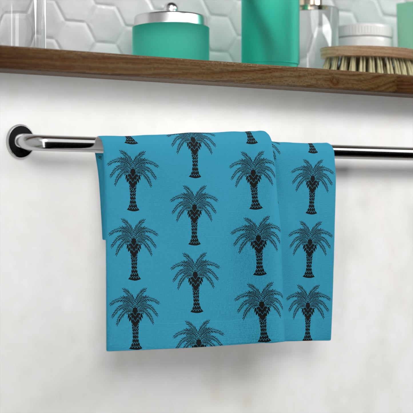 Face Towel - Stylized Palm turquoise