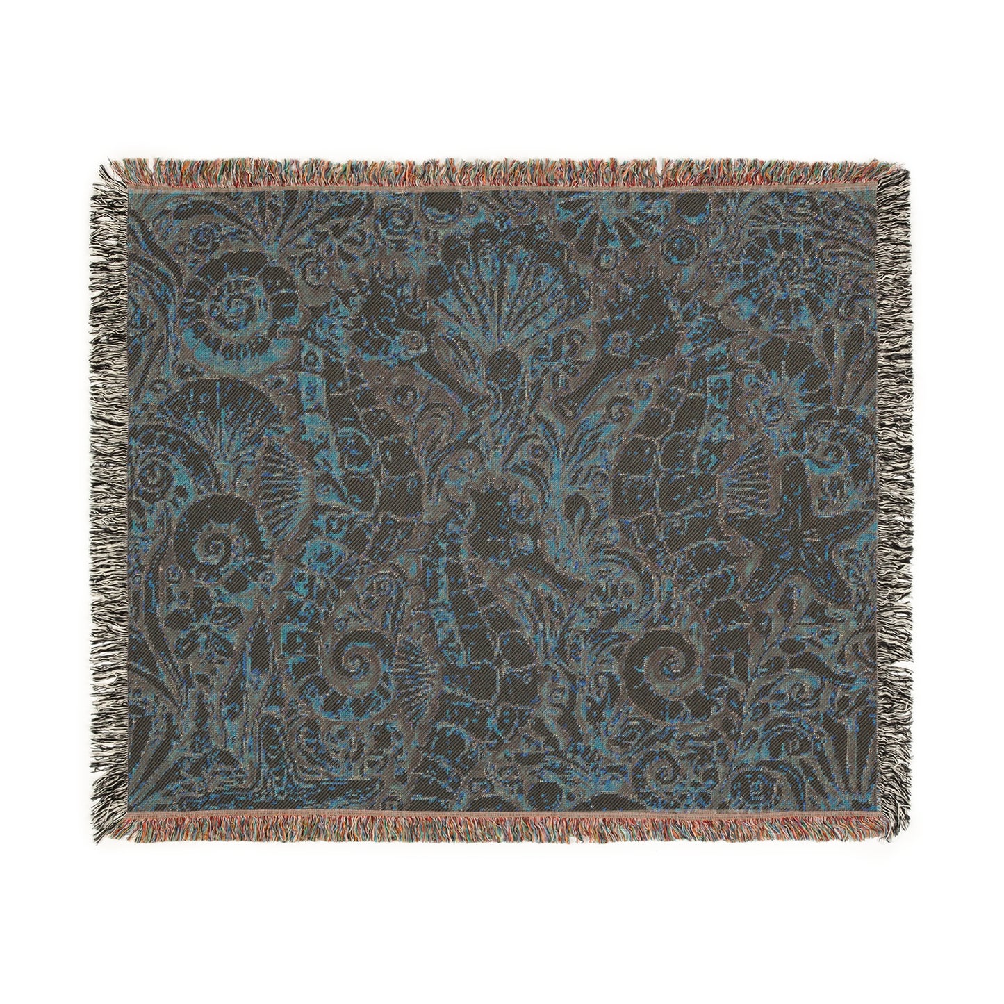 Woven Blanket, 3 Sizes - Tropical Home Decor / Seahorse Trio, Yellow