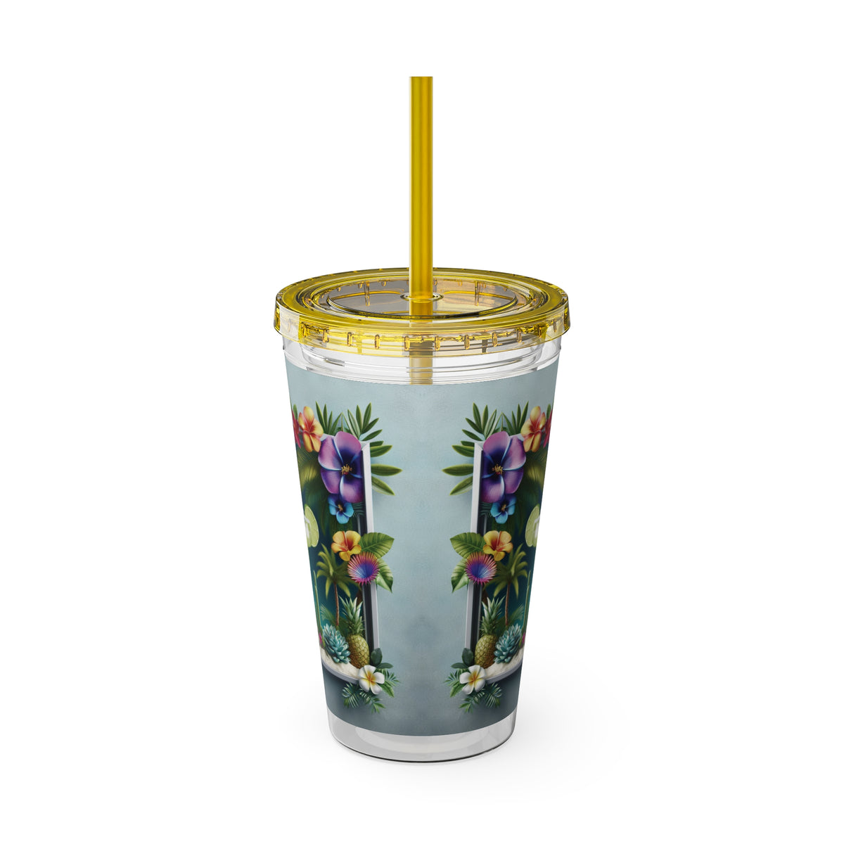 Tropical Tumbler with Straw | 16oz Colorful Travel Cup / Tropical Margarita