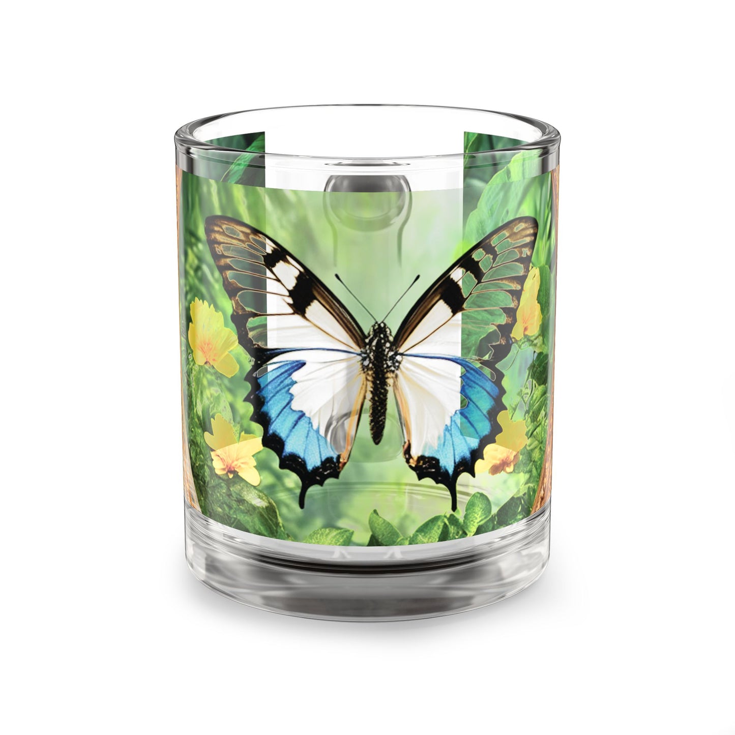 Tropical Glass Mug - 10oz Coffee Cup / Framed Swallowtail Butterfly