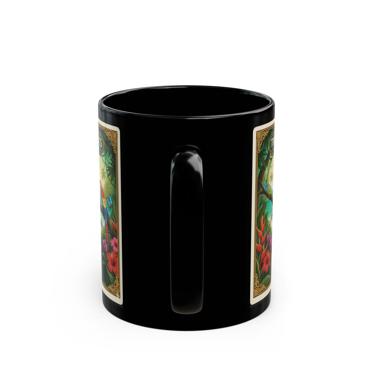 Black Coffee Mug - Parrot at Beach Poster /TLCoffee Logo