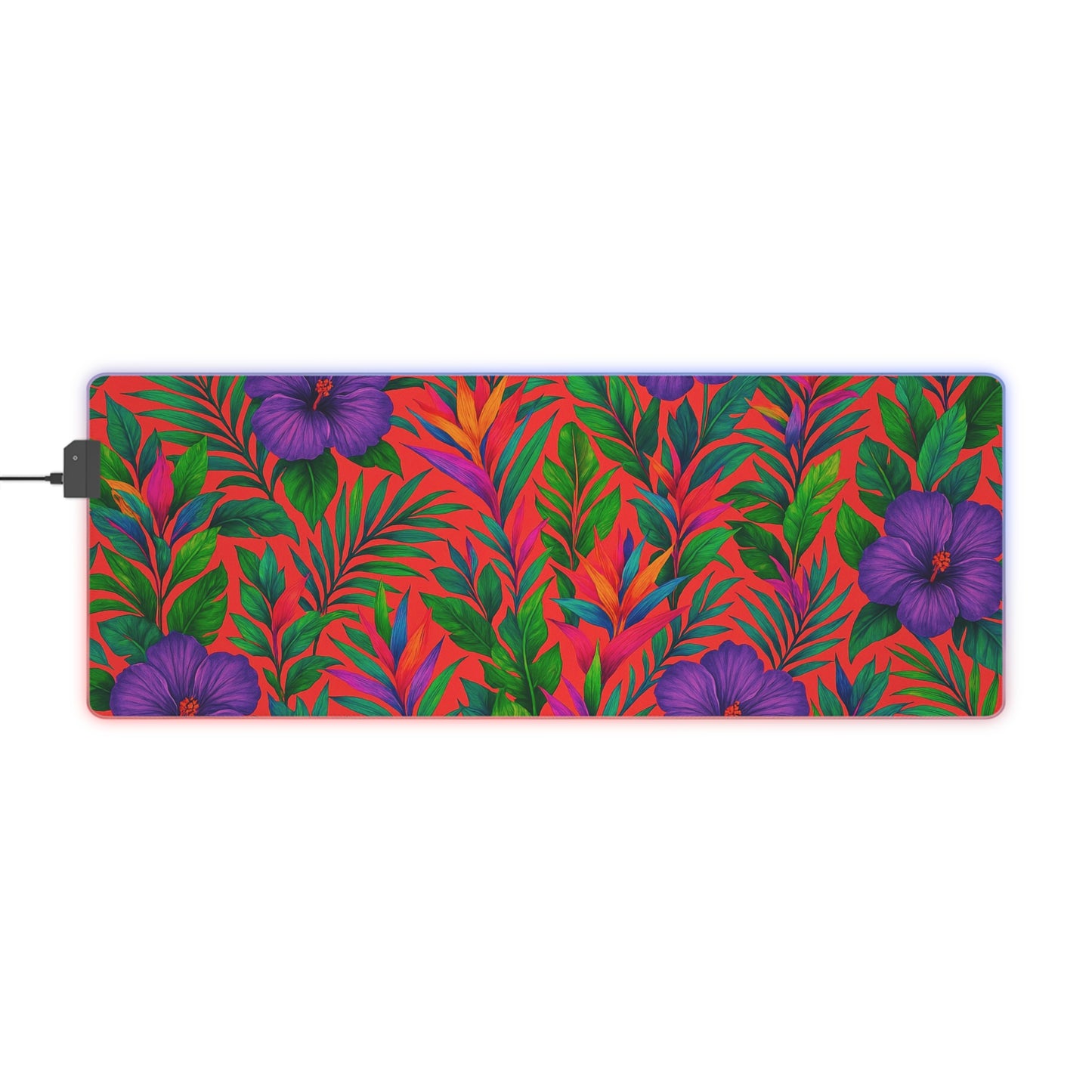 LED Gaming Mouse Pad With Vibrant RGB Lighting, 4 Sizes / Midnight Flower Coral