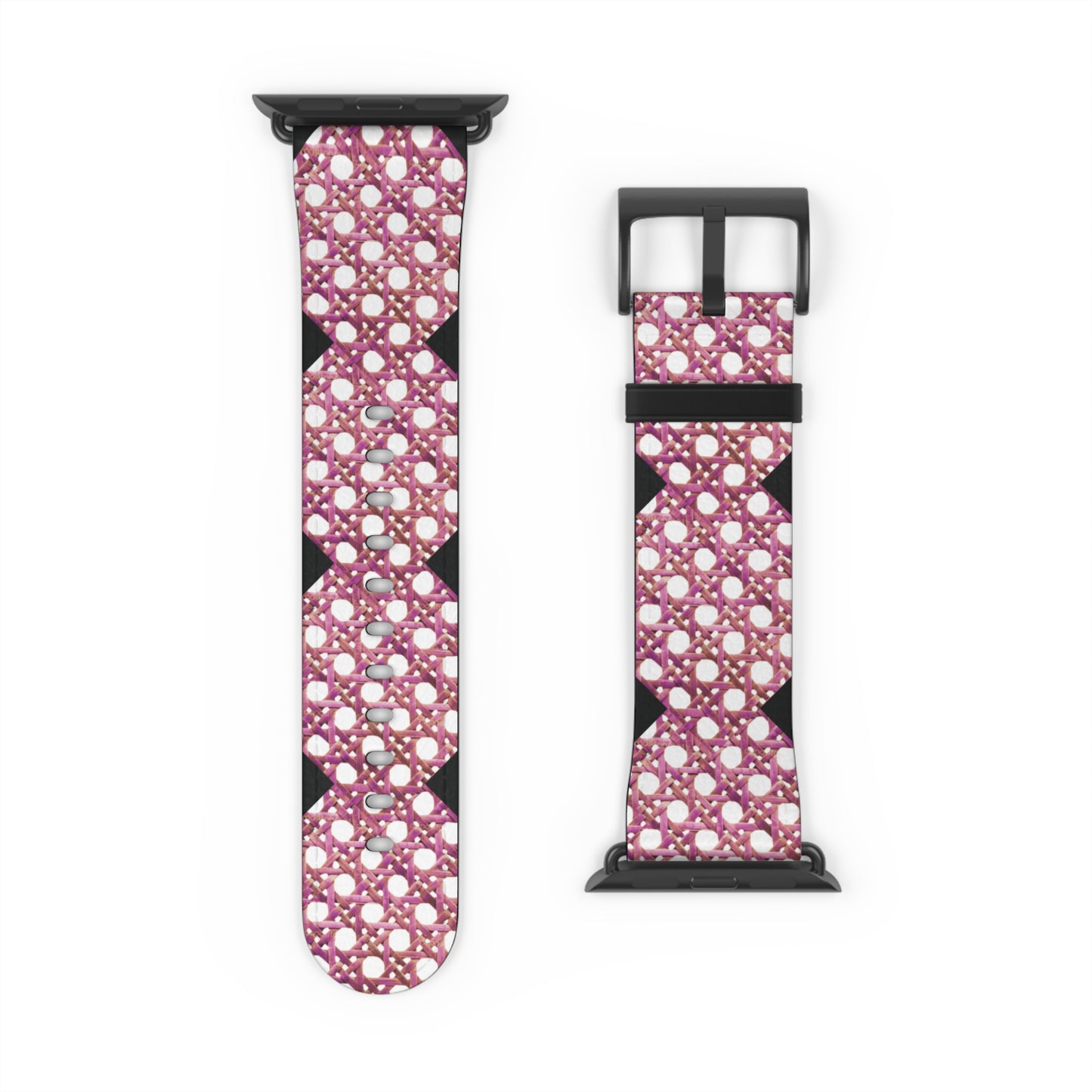 Apple Watch Band - Hibiscus Wicker Chair Weave, Black