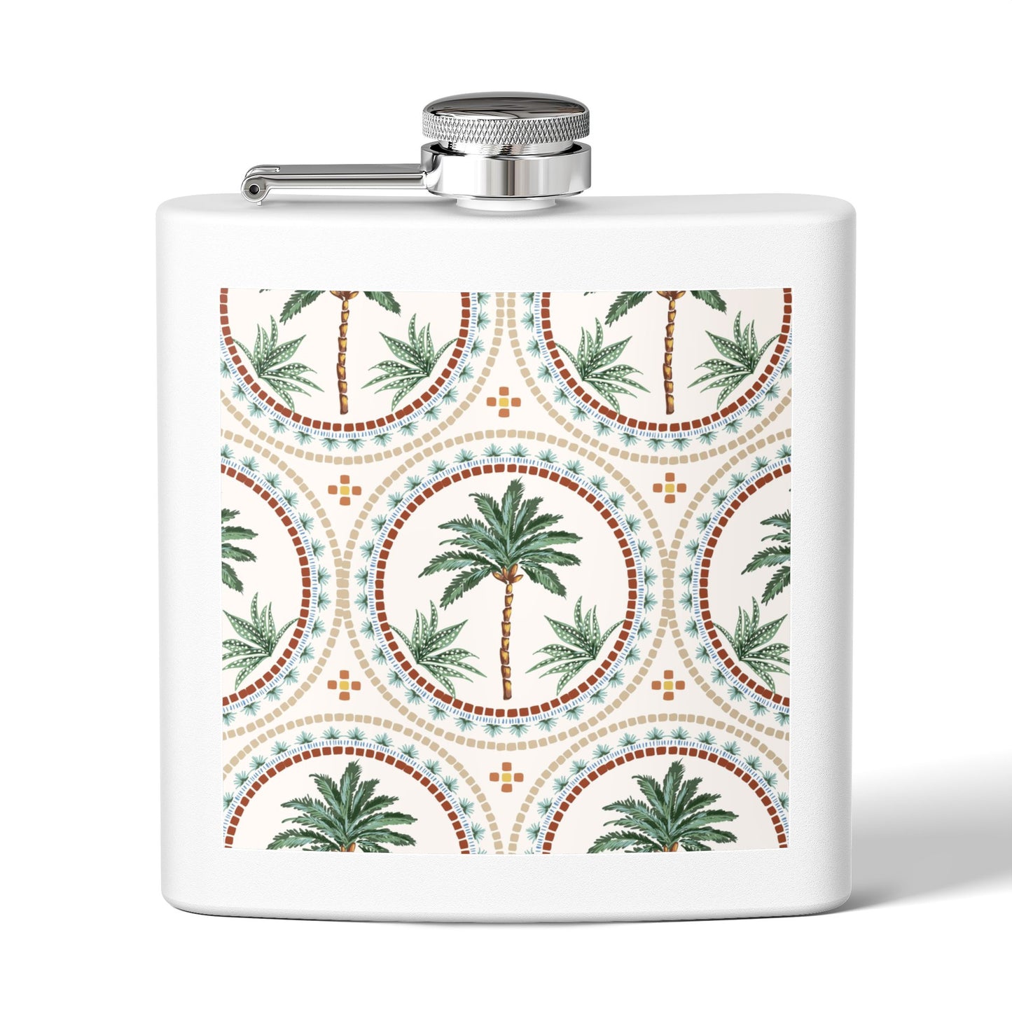 Tropical Stainless Steel 6 oz. Flask, Many Colors  – Mosaic Palms