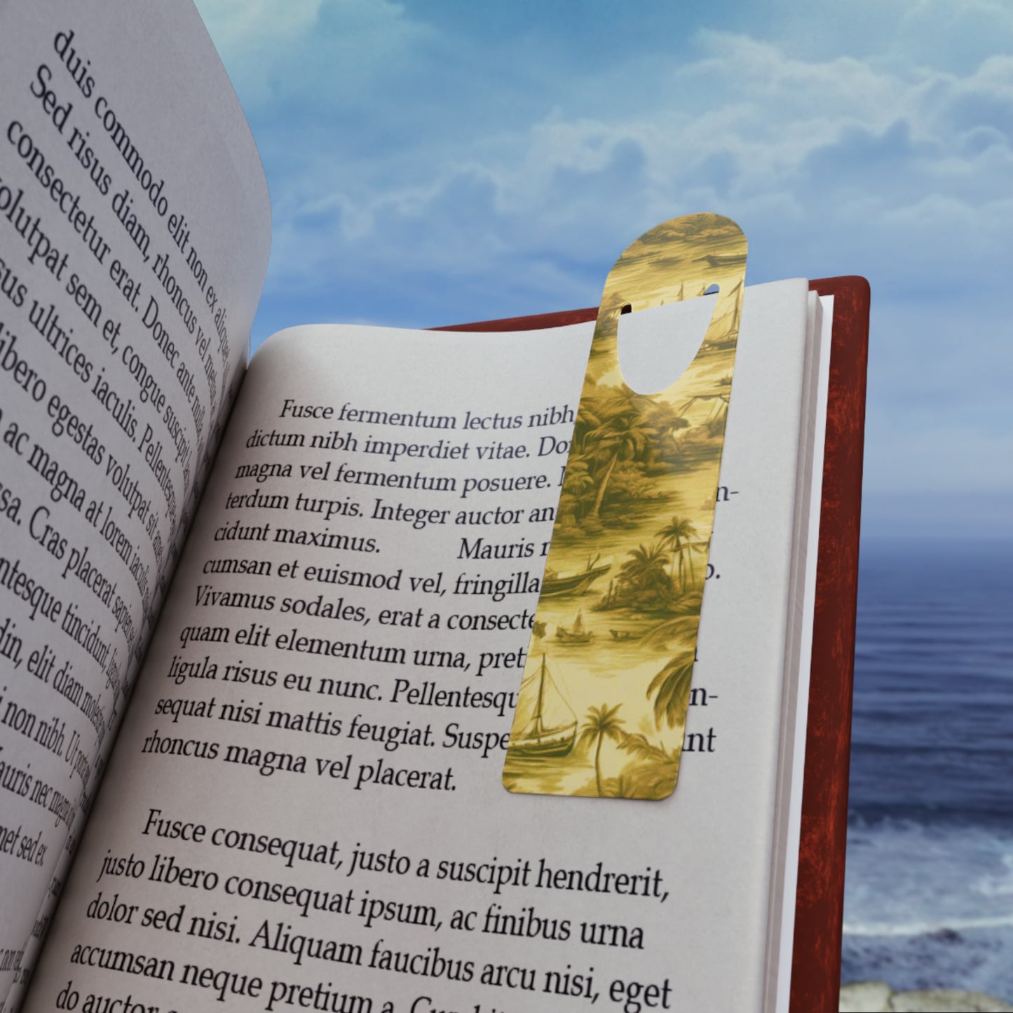 Bookmark - Aluminum, Tropical Toile, Gold