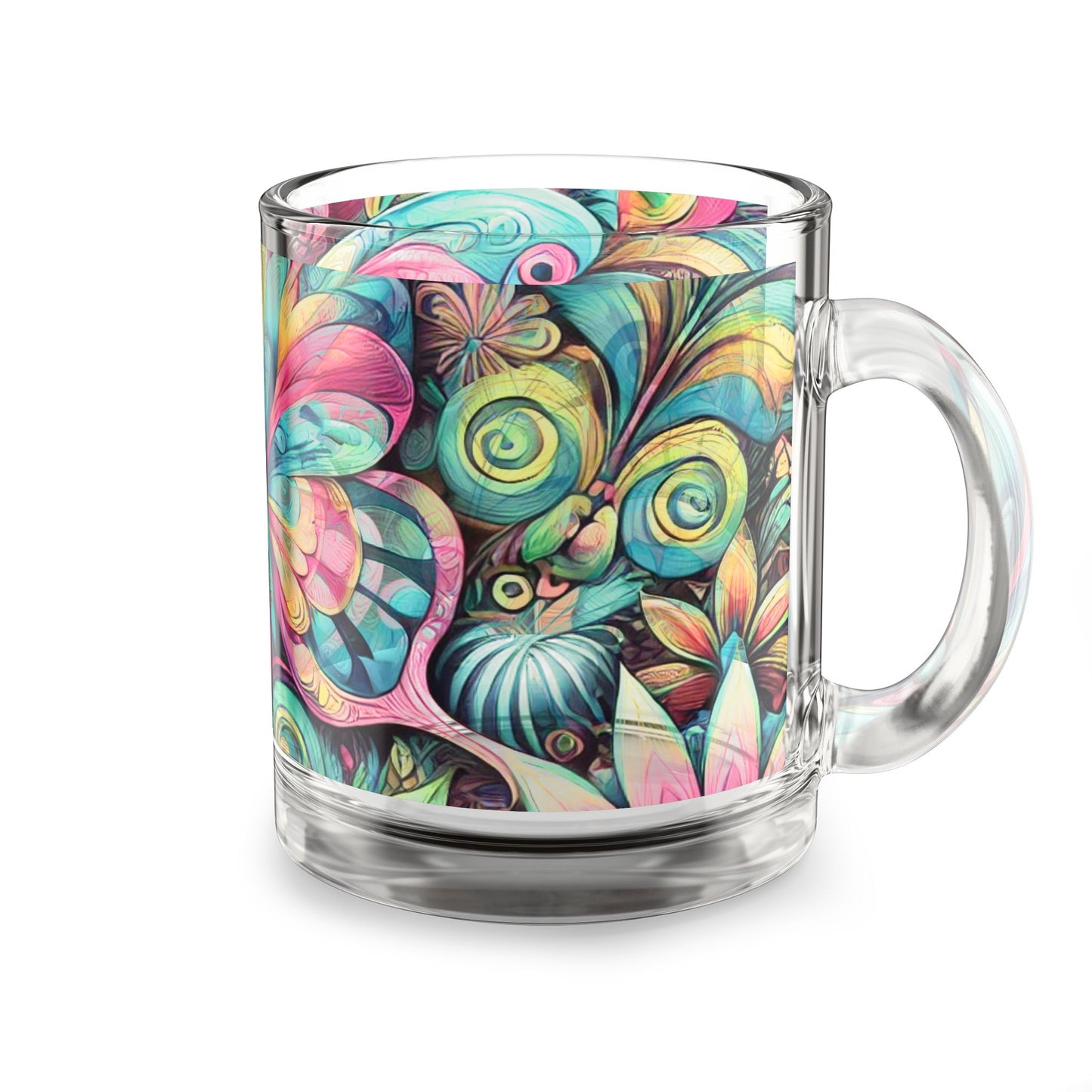 Tropical Glass Mug - 10oz Coffee Cup / Rainforest Butterfly Pop