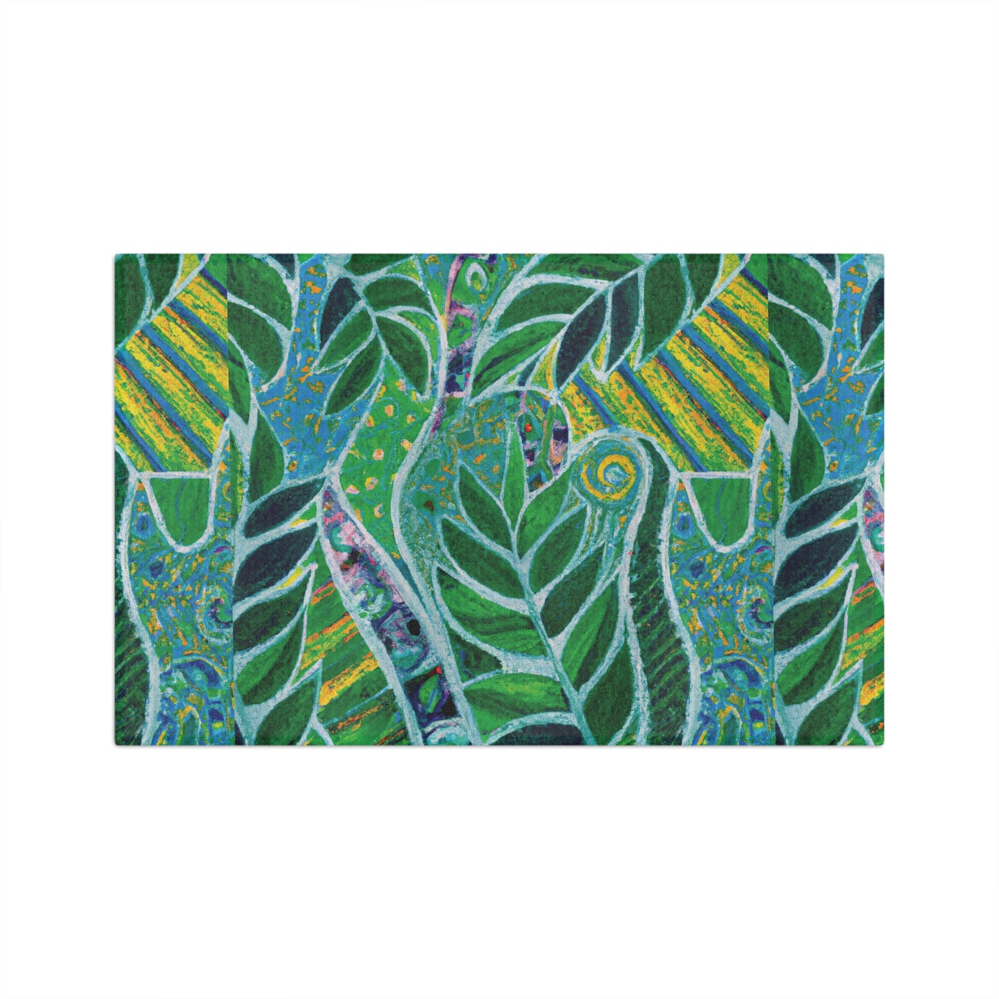 Microfiber Coffee/Tea Towel — Botanical Amazon Whimsy, green