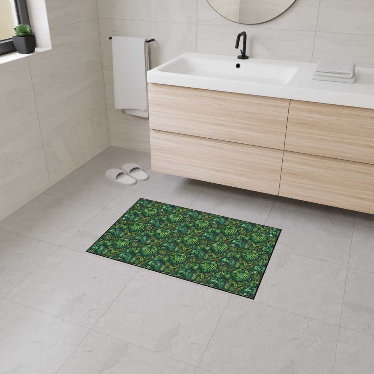 Heavy Duty Floor Mat, 5 Sizes – Tropical Area Rug for Home Décor / Rainforest Greenery