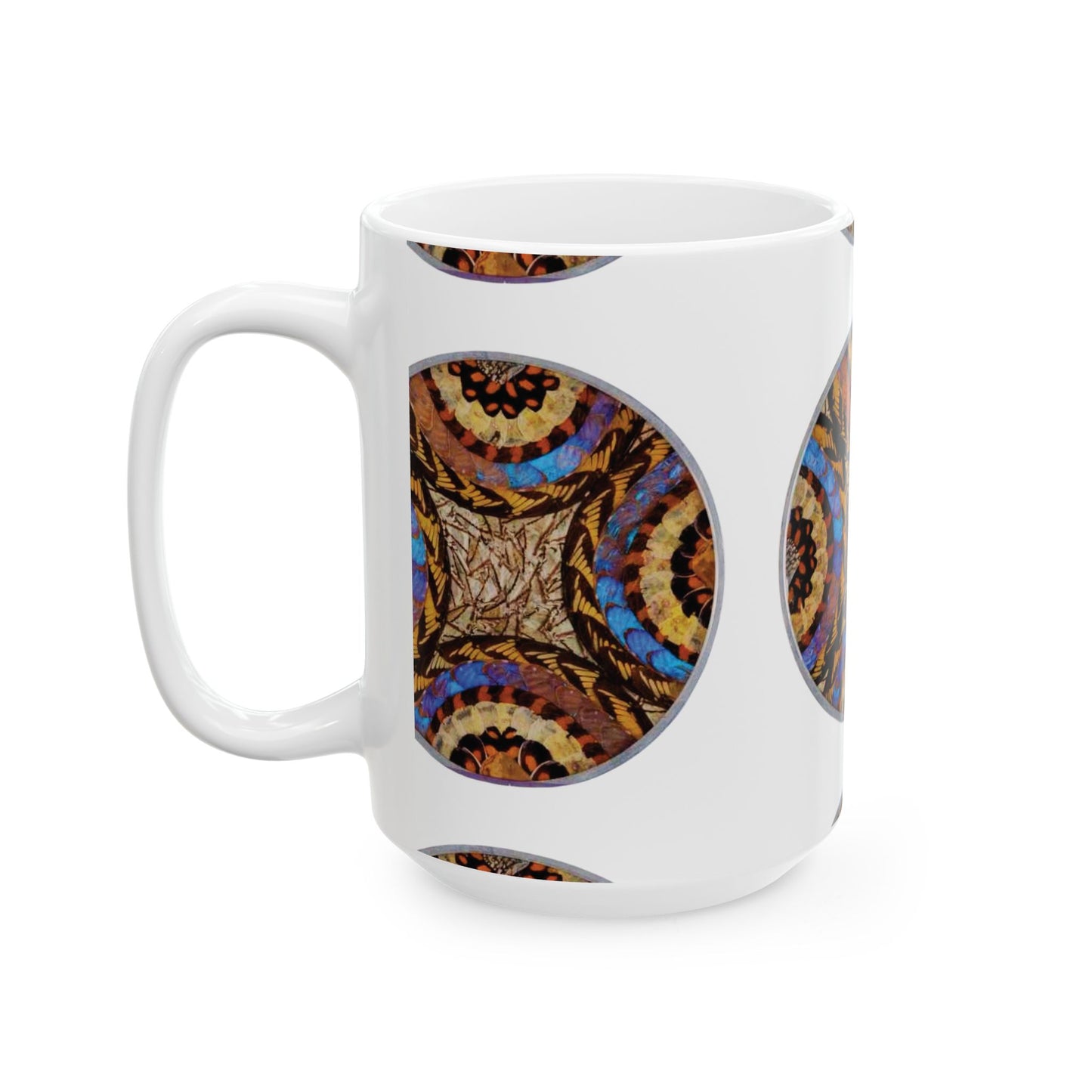 Ceramic White Mug - 11oz & 15oz, Real Butterfly Wing Plate #3