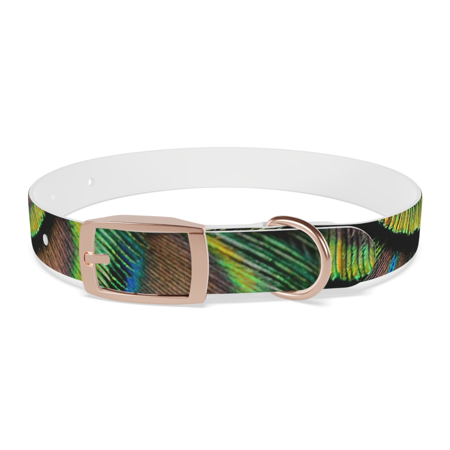 Dog Collar - Brilliant Green Peacock Feathers