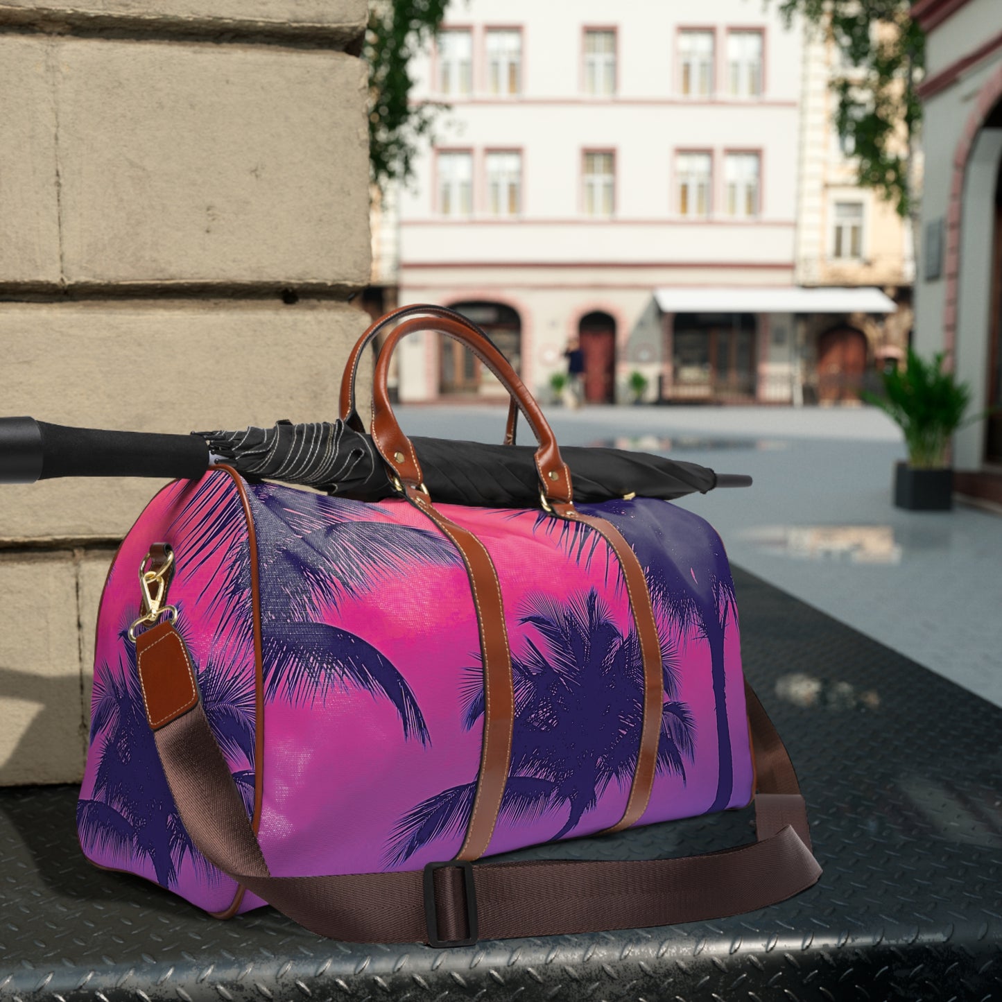 Tropical Waterproof Travel Bag - Perfect for Beach Getaways / Palm Glow, POP