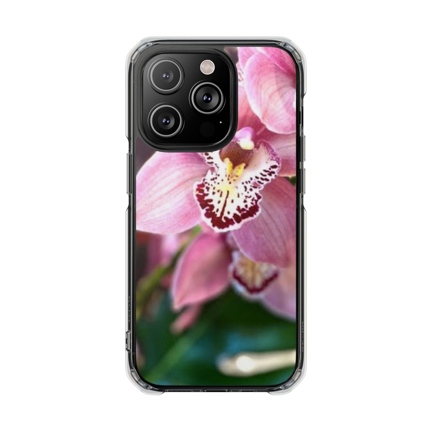 Pink Orchid/Photo Magnetic Clear Phone Case, Many Models