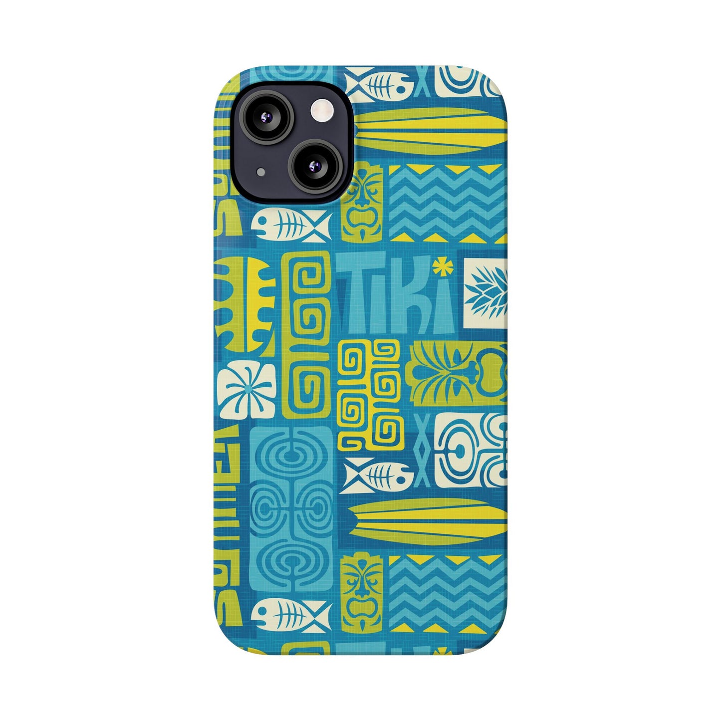 Slim Phone Cases - Tiki Poster Blue