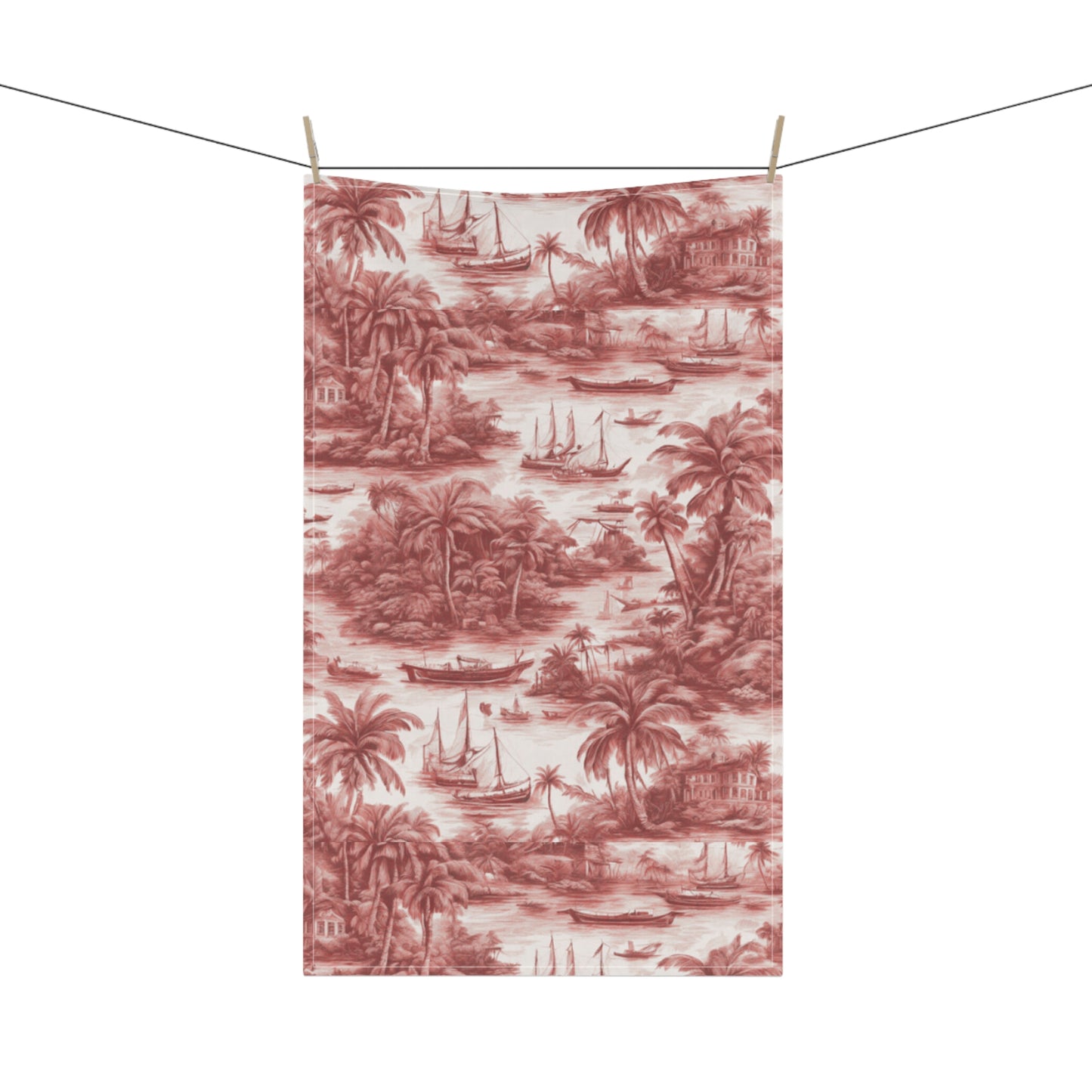 Tea Towels (cotton, poly), Tropical Toile, Russet