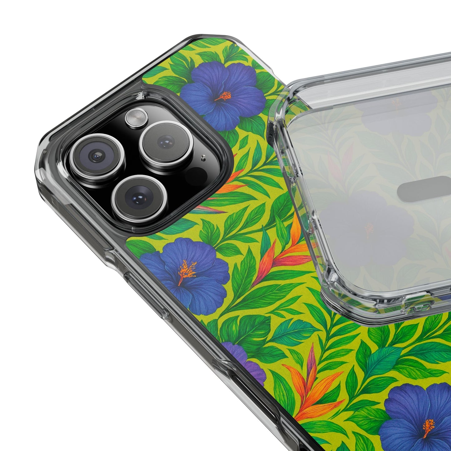 Midnight Flower Lime Magnetic Clear Phone Case, Many Models