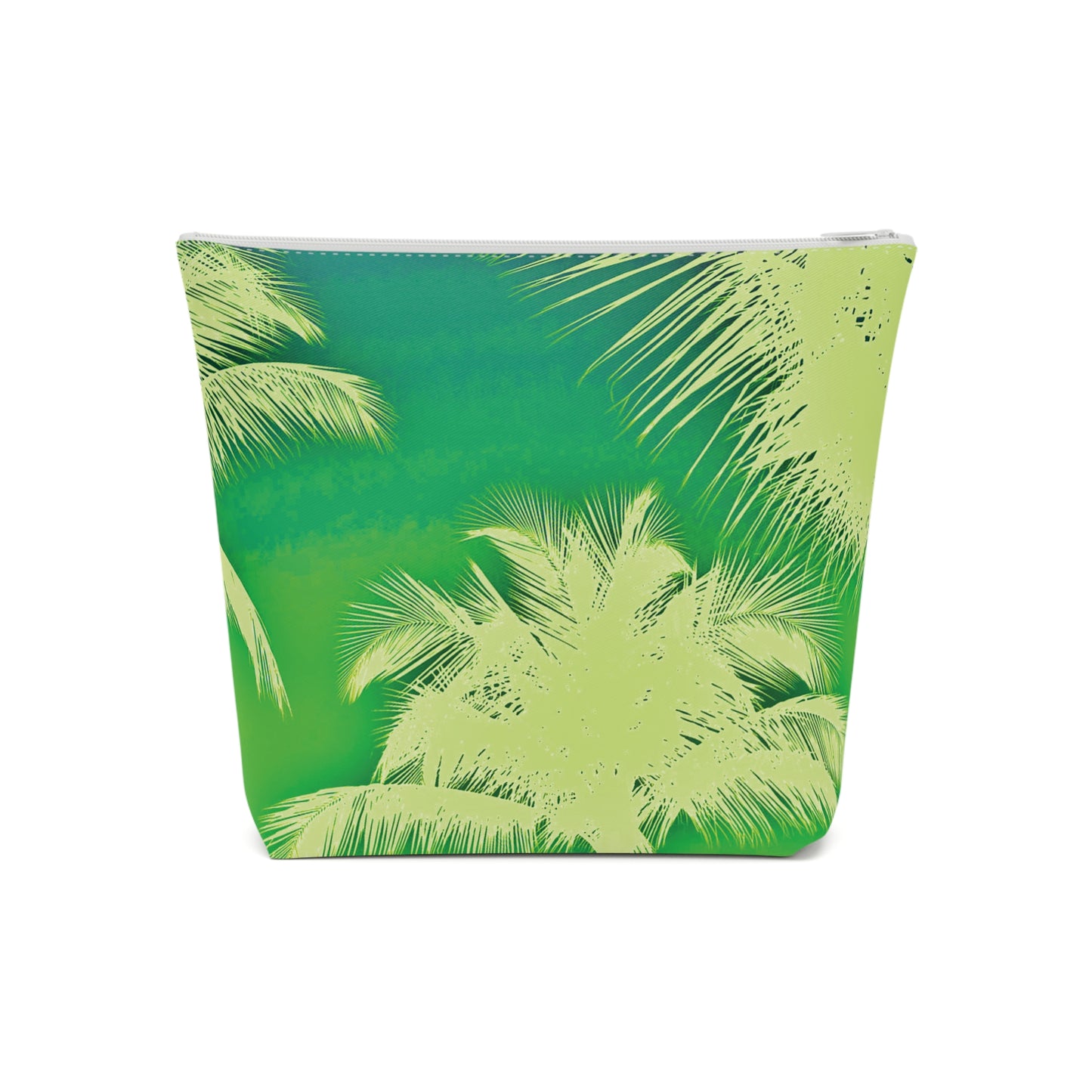 Tropical Cotton Cosmetic Bag, Makeup Pouch, 5 Sizes / Palm Glow, Green