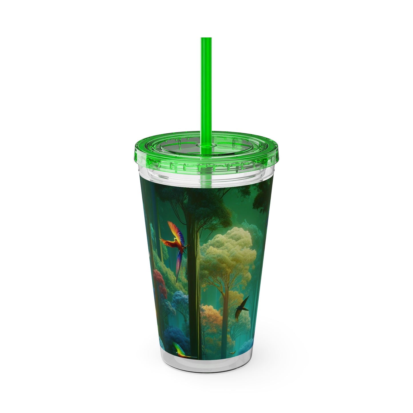 Tropical Tumbler with Straw | 16oz Colorful Travel Cup / Flight School
