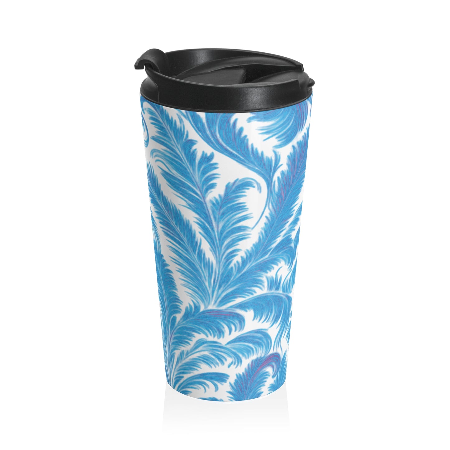 15 oz. Stainless Steel Travel Mug | Rocco Palms, Blue & White