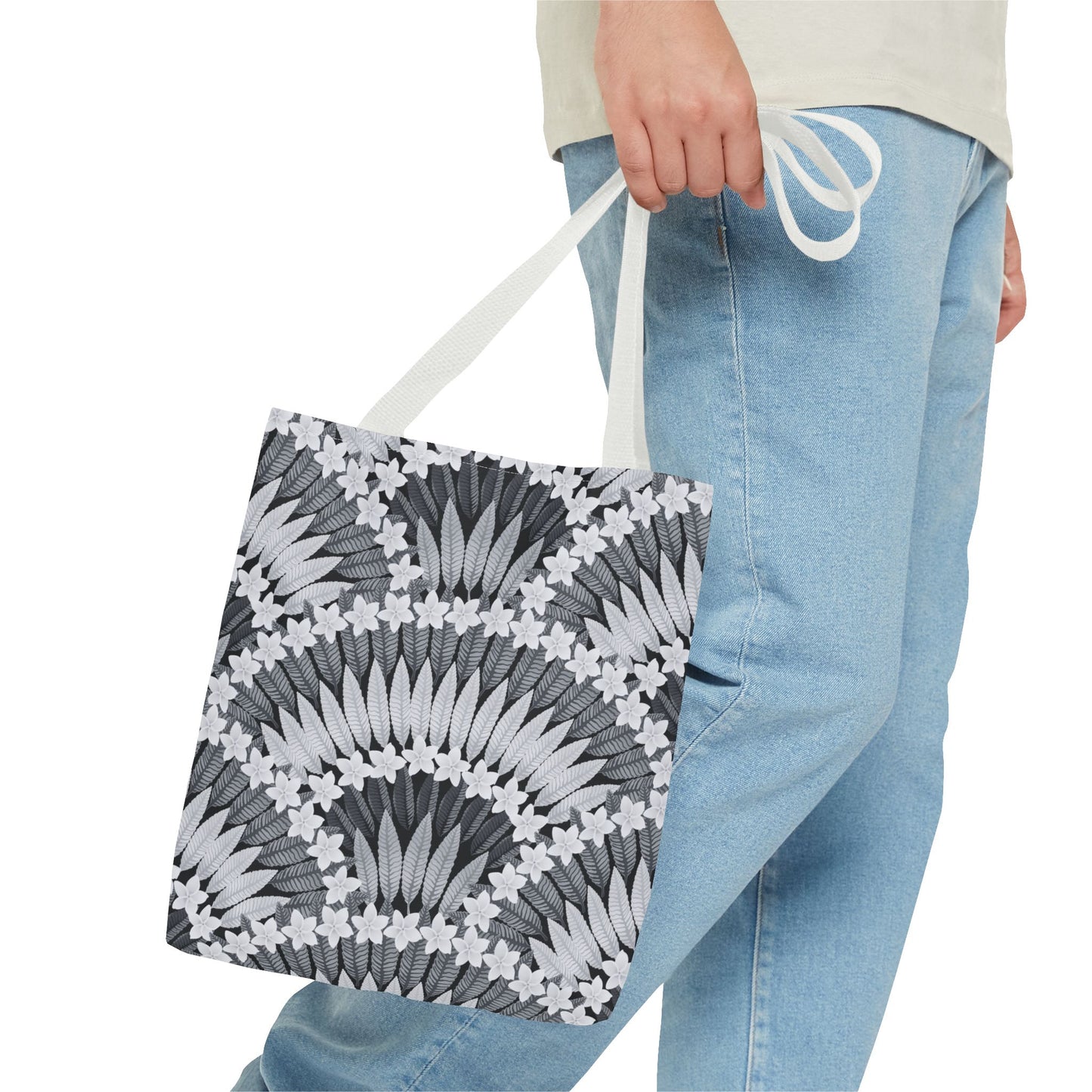 Plumeria and Palms BlackTote Bag - 3 Sizes