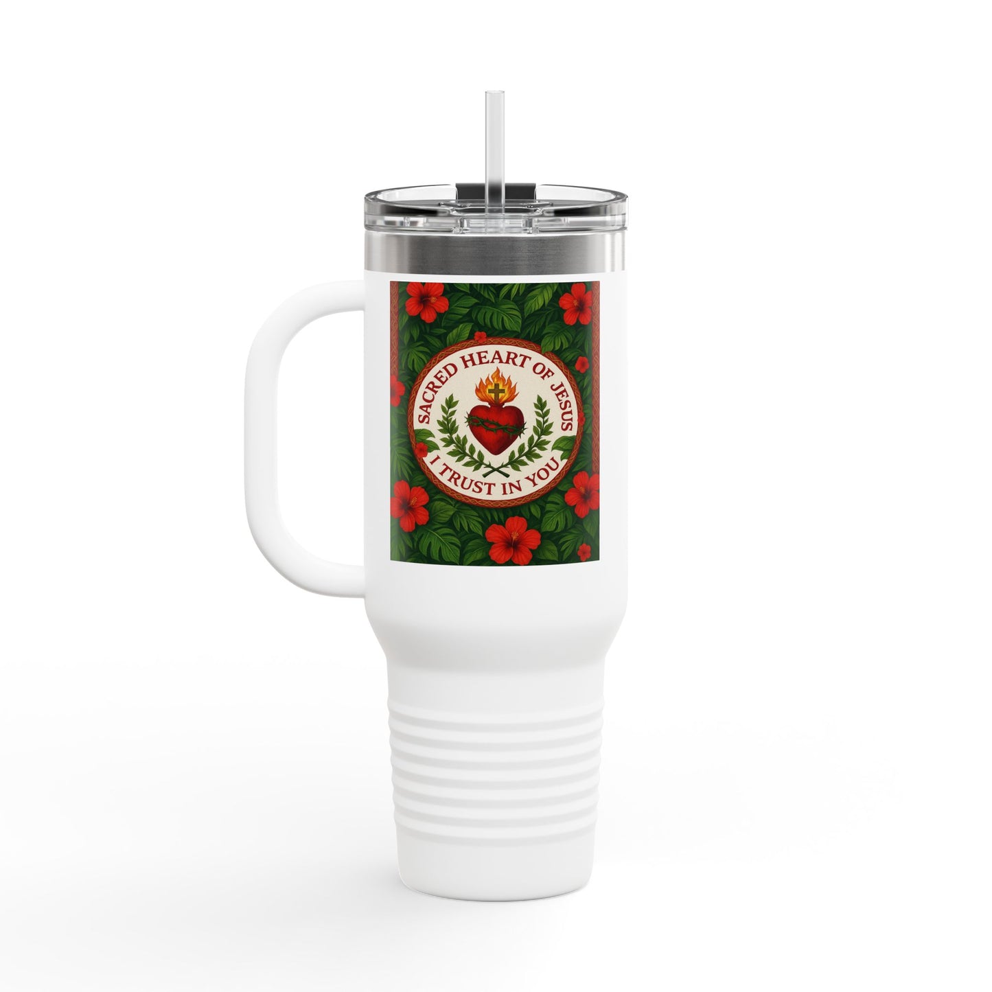 Religious Insulated Travel Mug, 40oz / Sacred Heart of Jesus - Perfect for Outdoor Adventures