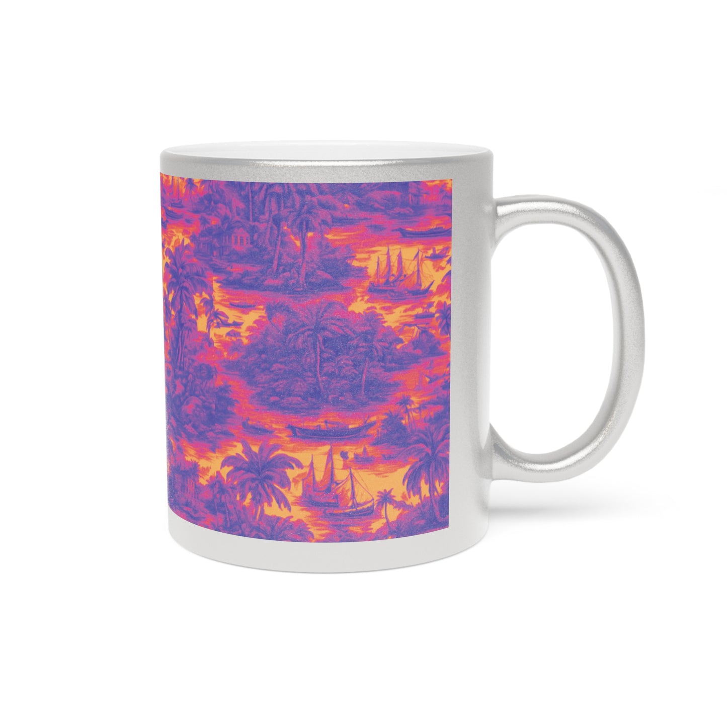 Tropical Metallic Mug, Gold or Silver: Tropical Toile Trip, Heatwave