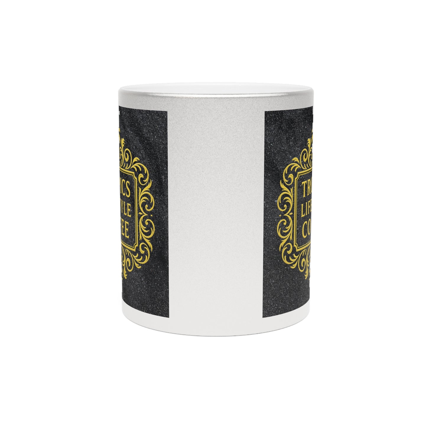 Tropical Metallic Mug, Gold or Silver - Tropics Lifestyle Coffee, Black/Gold Logo