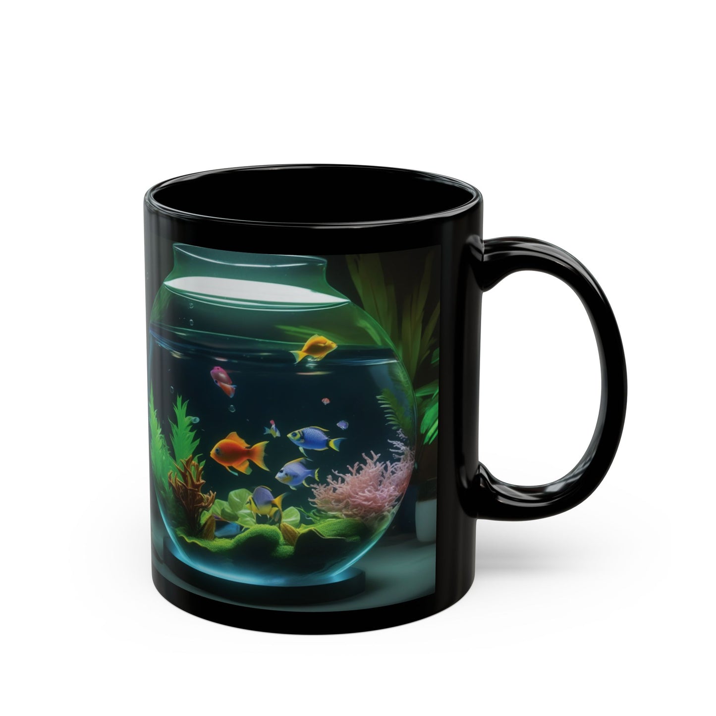 Black Coffee Mug - Tropical Fish Bowl #1