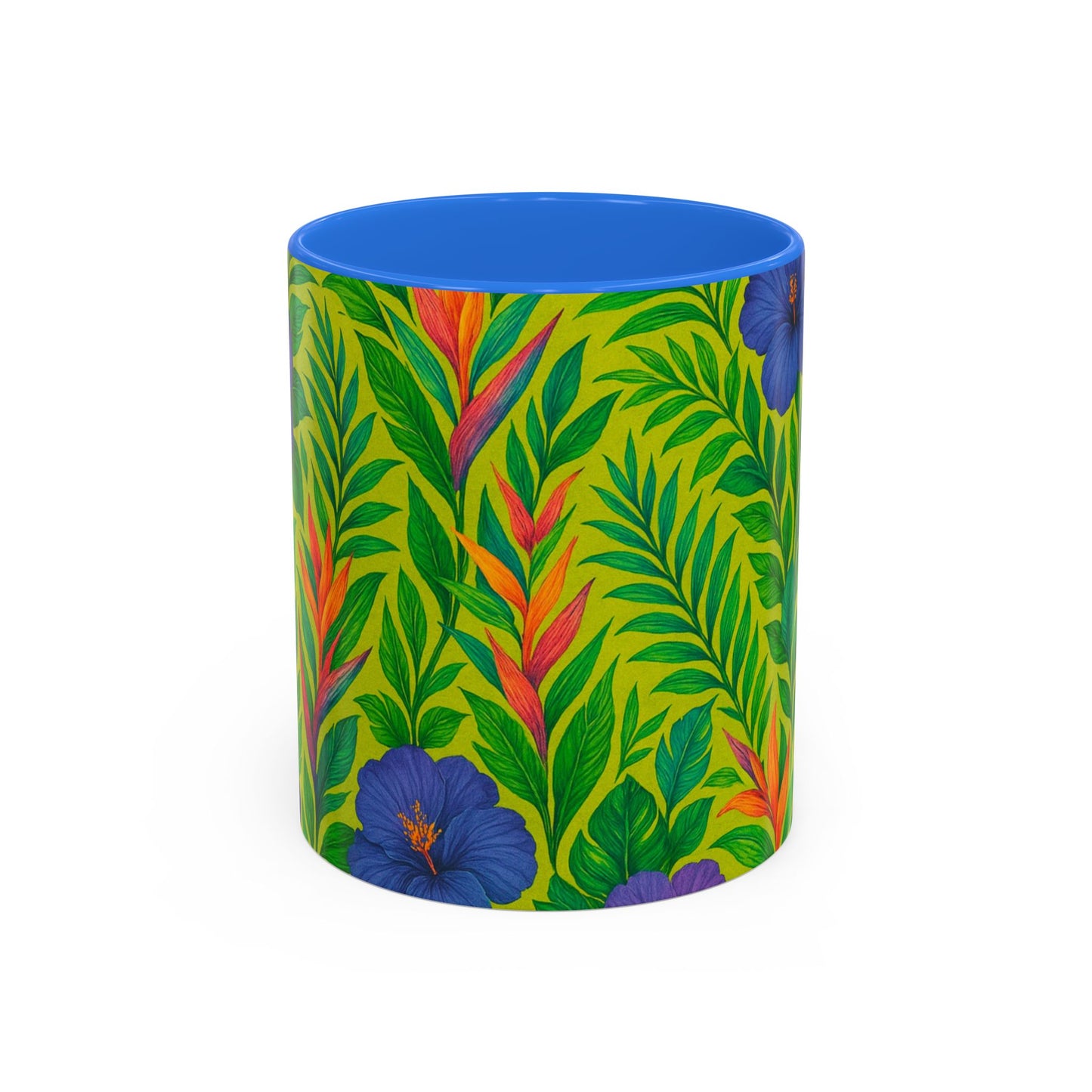 Vibrant Floral Coffee Mug - 11oz & 15oz / Midnight Flower Lime