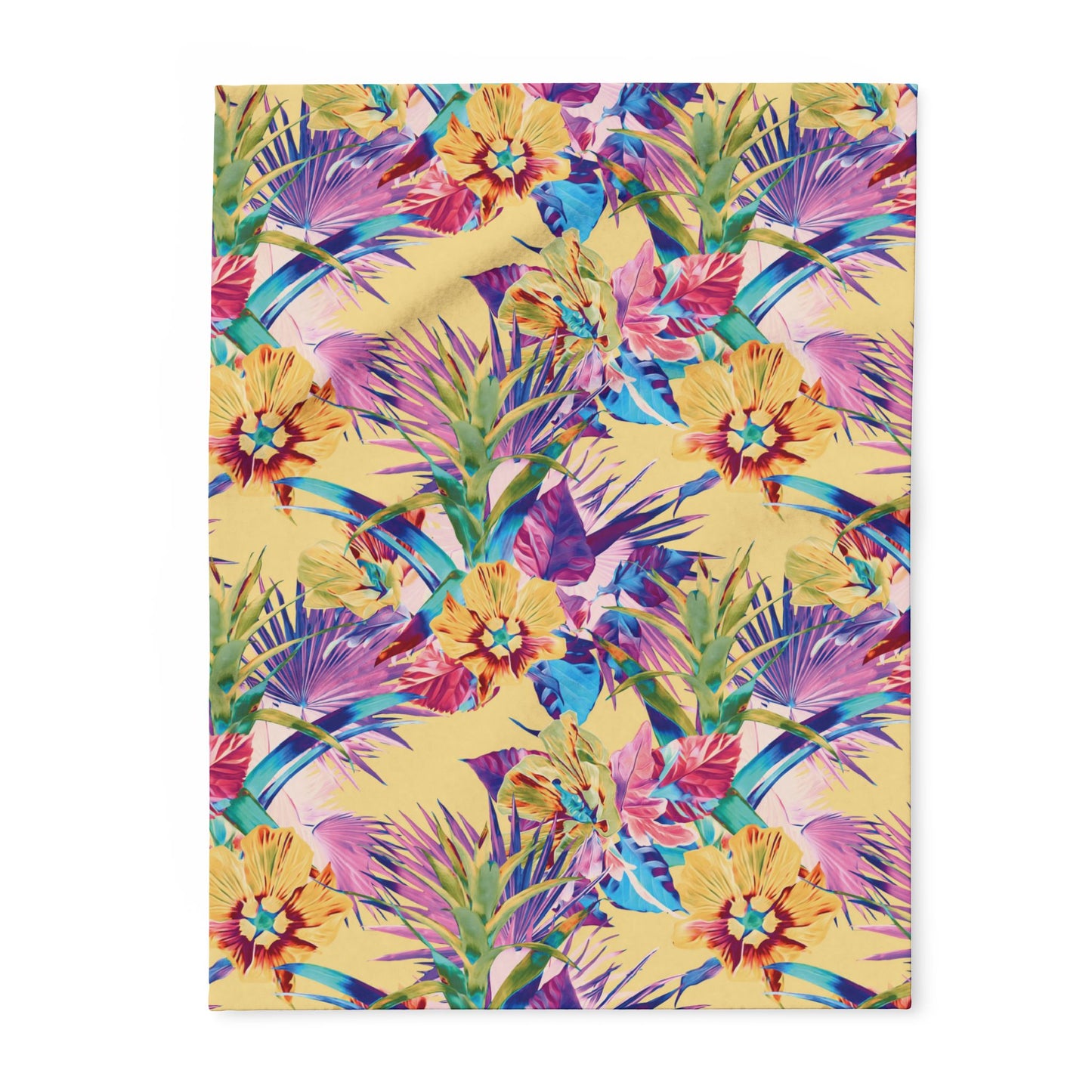 Sorbet Plant Palooza Fleece Blanket - Colorful Tropical Botanical Design