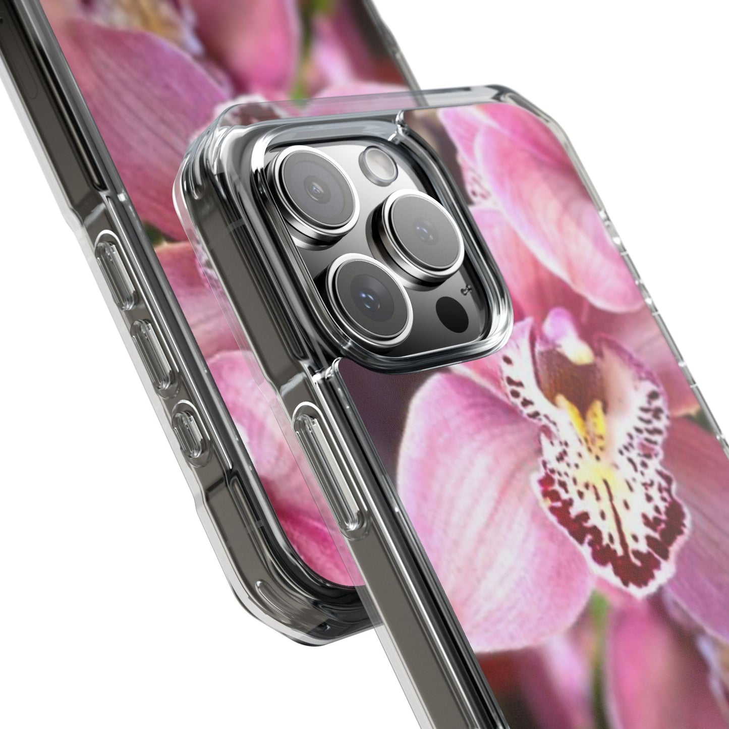 Pink Orchid/Photo Magnetic Clear Phone Case, Many Models