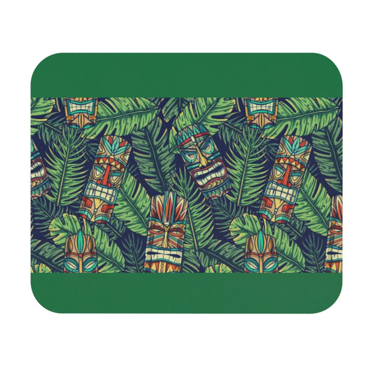 Mouse Pad (Rectangle) - Tiki Greenery, Dark Green