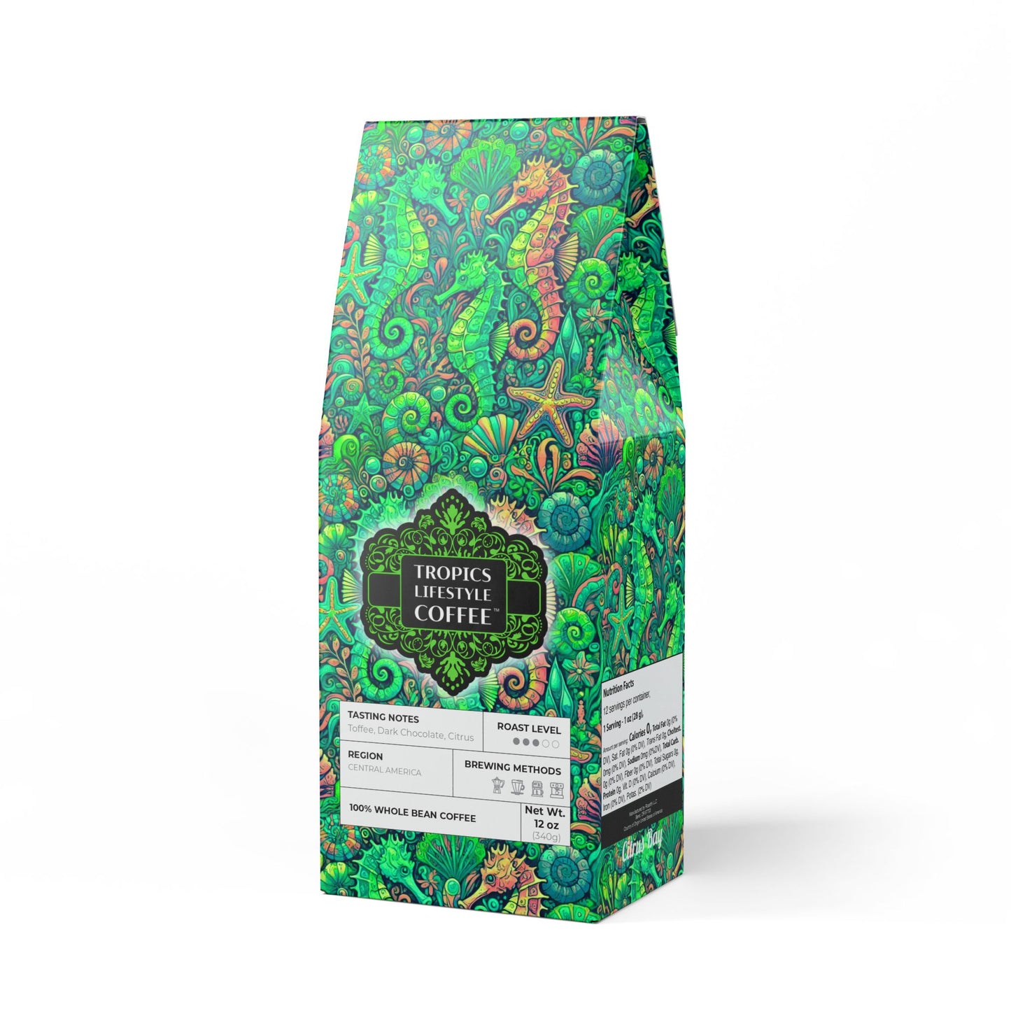 Citrus Bay Blend™ (Medium Roast) Specialty Grade Craft Coffee / Seahorse Trio, Lime