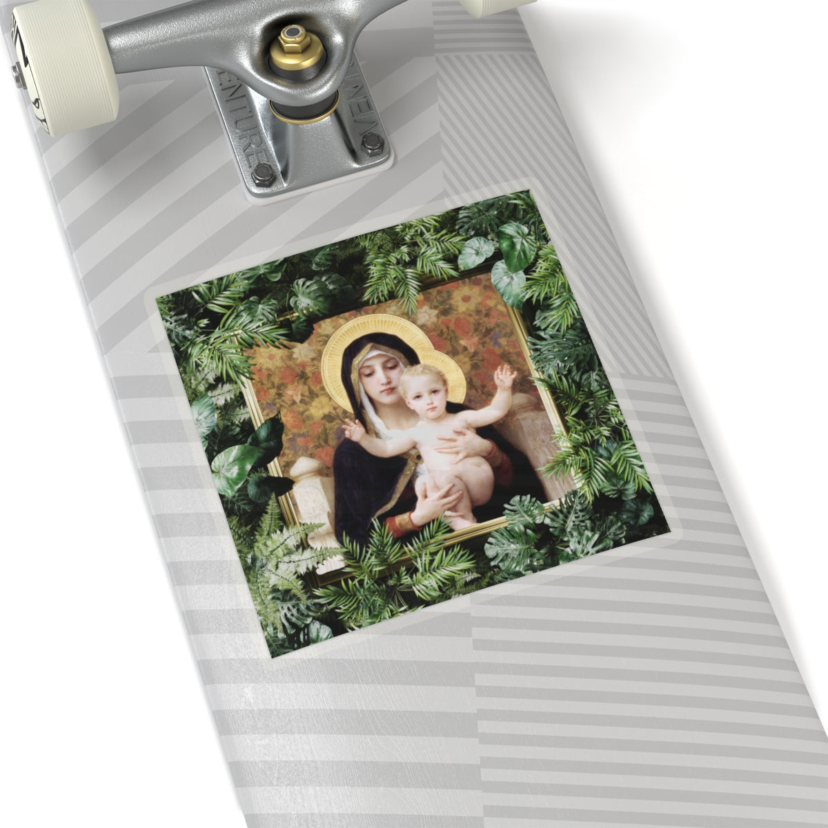 Madonna With Lilies Kiss-Cut Stickers - Religious Laptop Decor