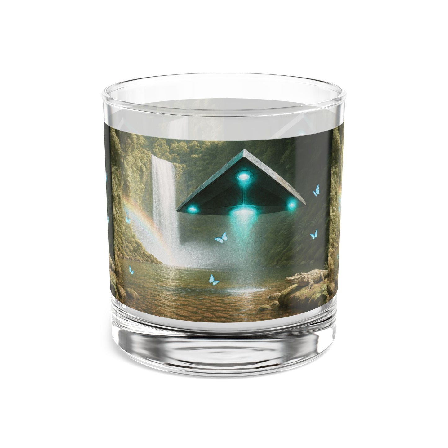 UFO and Waterfall Rocks Glass - 10oz Colorful Island Design