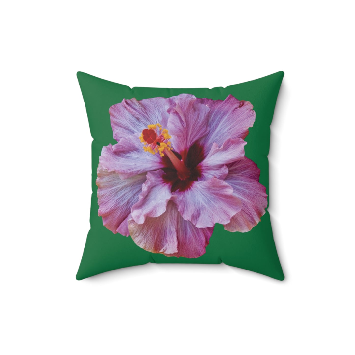 Decorative Pillow - Accent Cushion, 4 Sizes / Photo Purple Hibiscus, Dark Green