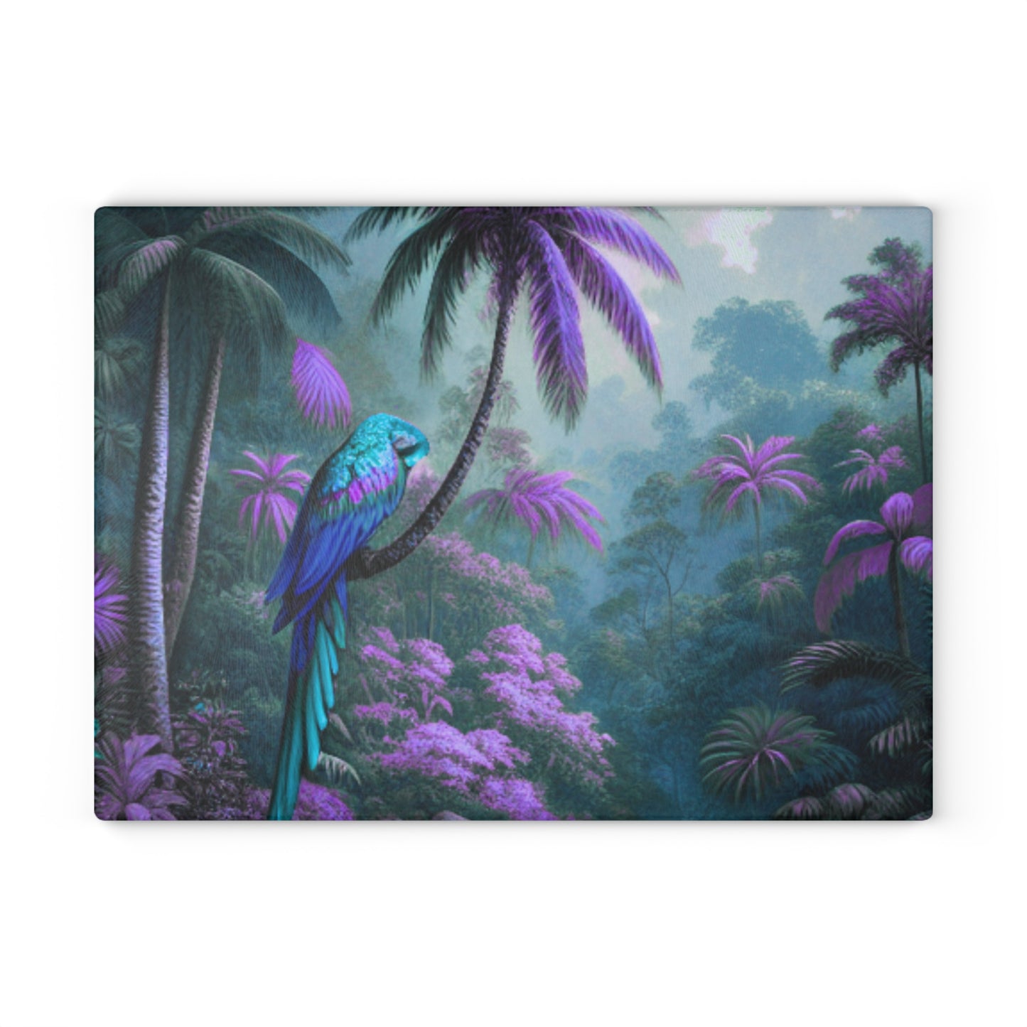 Glass Cutting Board, 2 sizes - Sleeping Beauty Parrot/Fantasy
