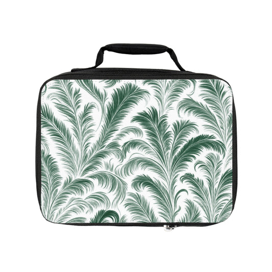 Rocco Palms/Green and White Lunch Bag - Eco-Friendly Insulated Tote, Adult and Child Lunchbox / Perfect for Picnics, Beach Outings