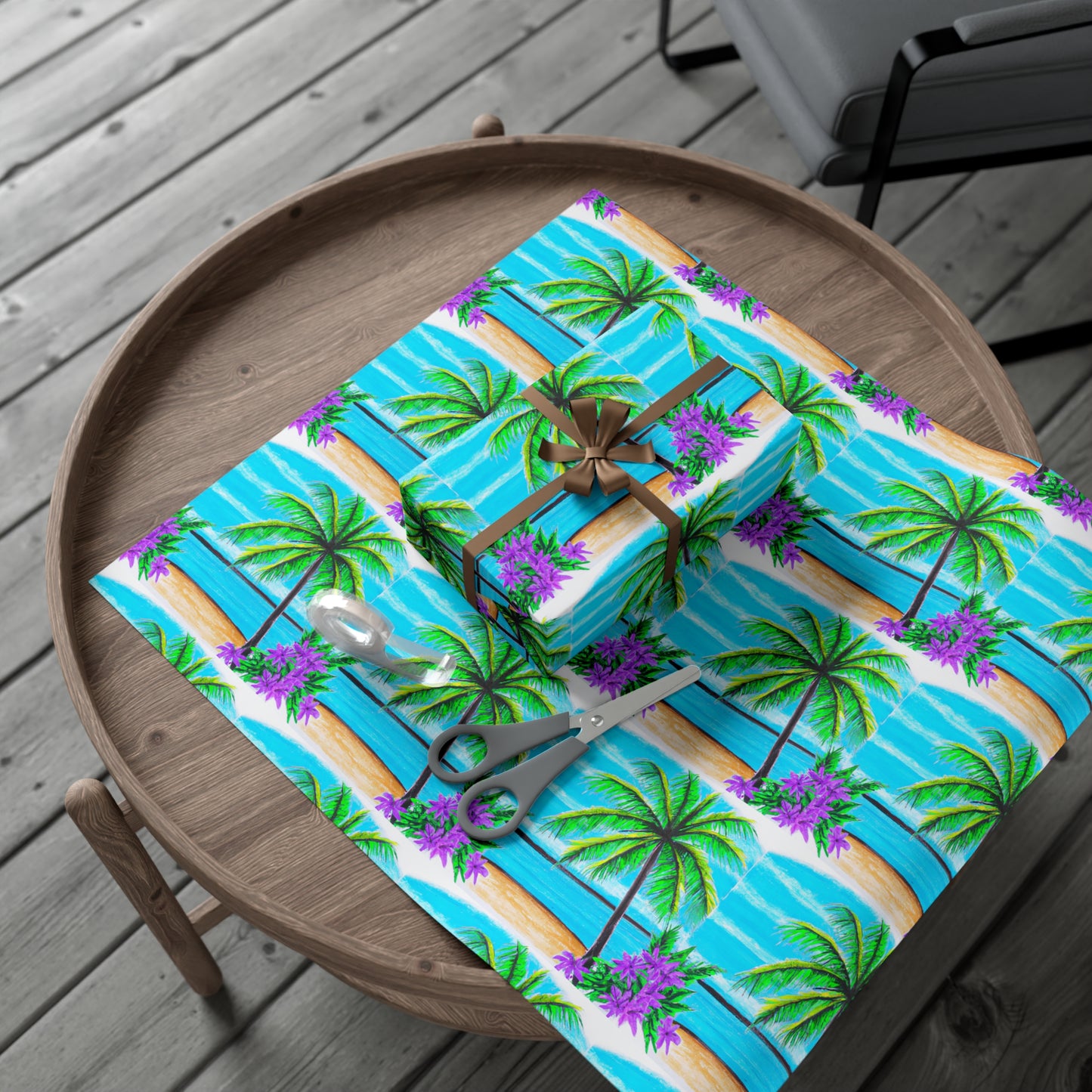 Wrapping Paper - Tropical Gift Wrap for All Occasions / 3 Sizes, 2 Finishes / Tropical Beach