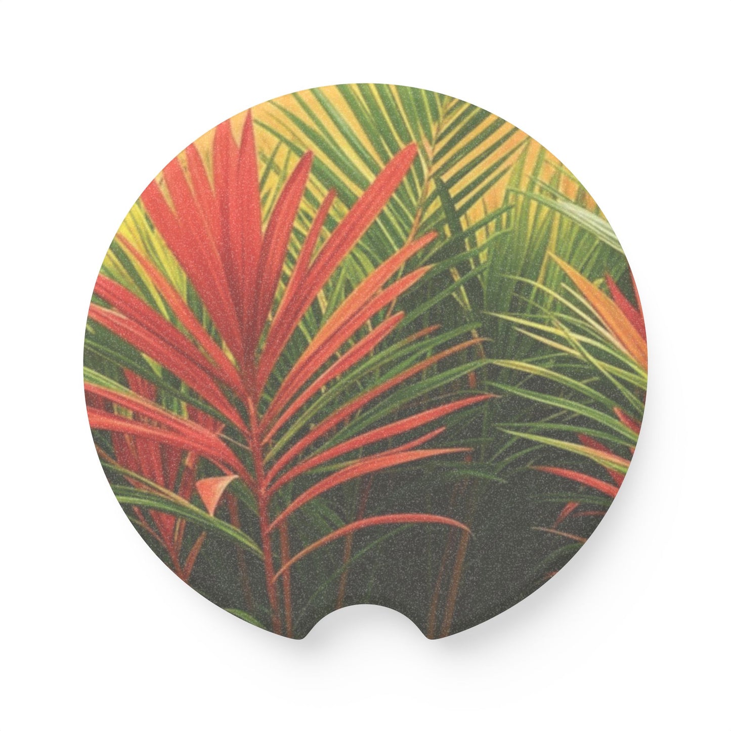 Soapstone Car Coaster - Red Flame Palms