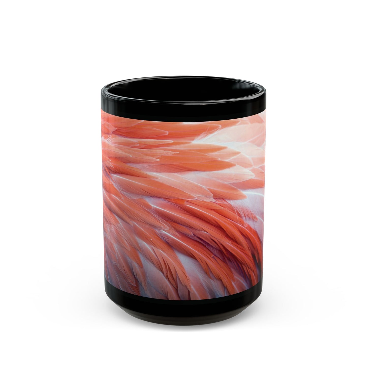 Black Mug (11oz, 15oz), Real Flamingo Feathers