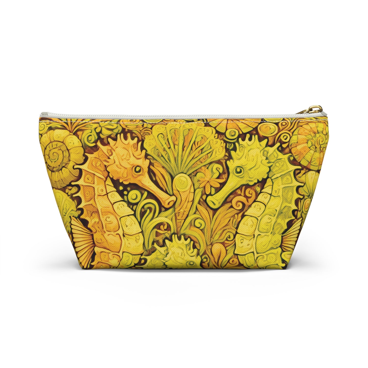 Tropical Accessory Pouch, 2 sizes | Makeup Bag | Perfect for Travel & Everyday Use / Seahorse Trio, Yellow