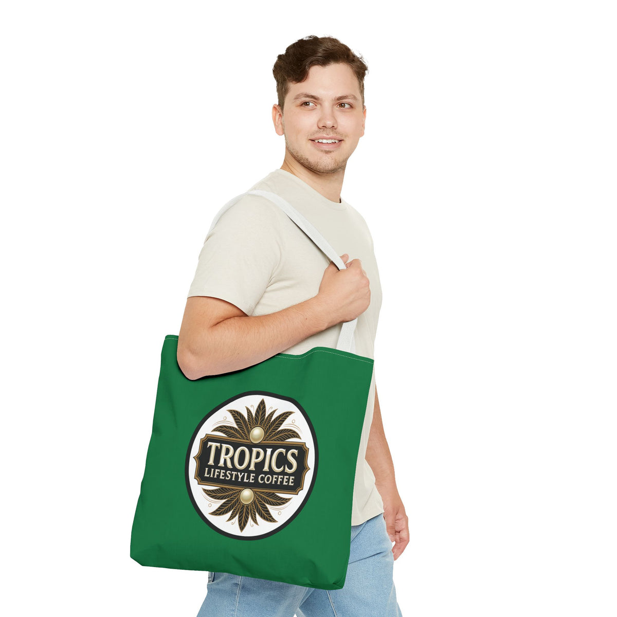 Tropics Lifestyle Coffee Tote Bag - 3 Sizes / Dark Green