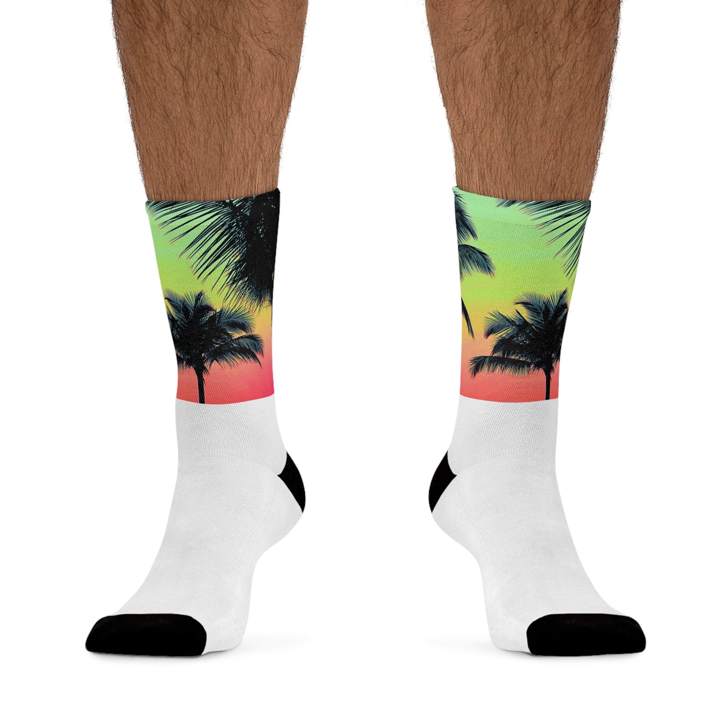 Recycled Poly Socks, Palm Glow Sangria/White
