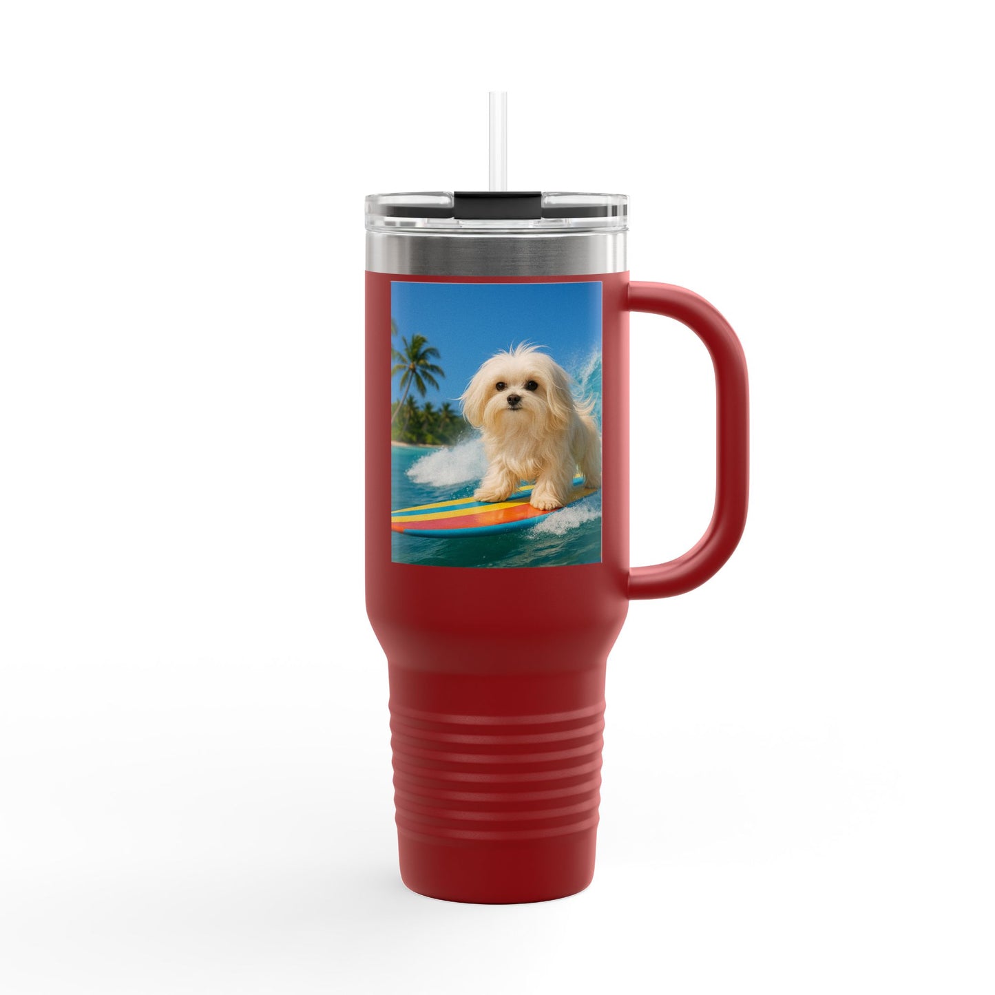 Puppy Ariel the Dog Surfer Insulated Travel Mug - 40oz - Perfect for Outdoor Adventures