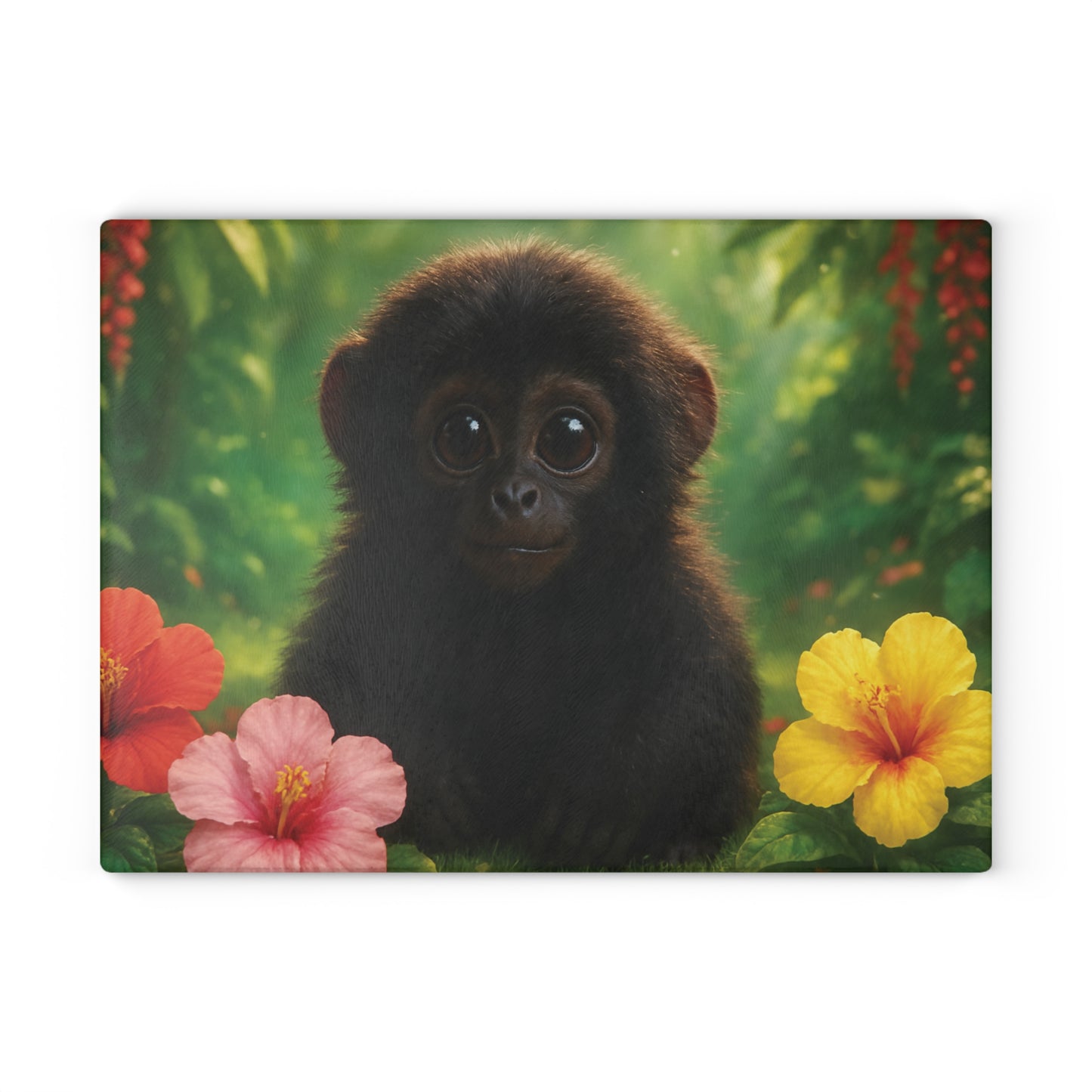 Glass Cutting Board, 2 sizes - Baby Howler Monkey