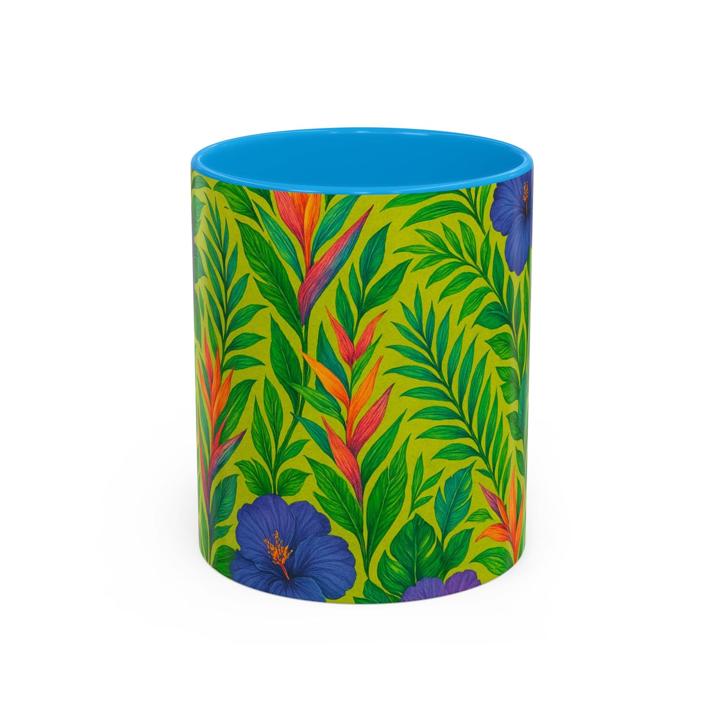 Vibrant Floral Coffee Mug - 11oz & 15oz / Midnight Flower Lime