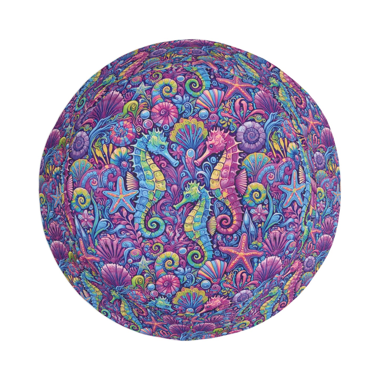 Tropical Polyester Bucket Hat, 2 Sizes - Seahorses Fantasy Pop