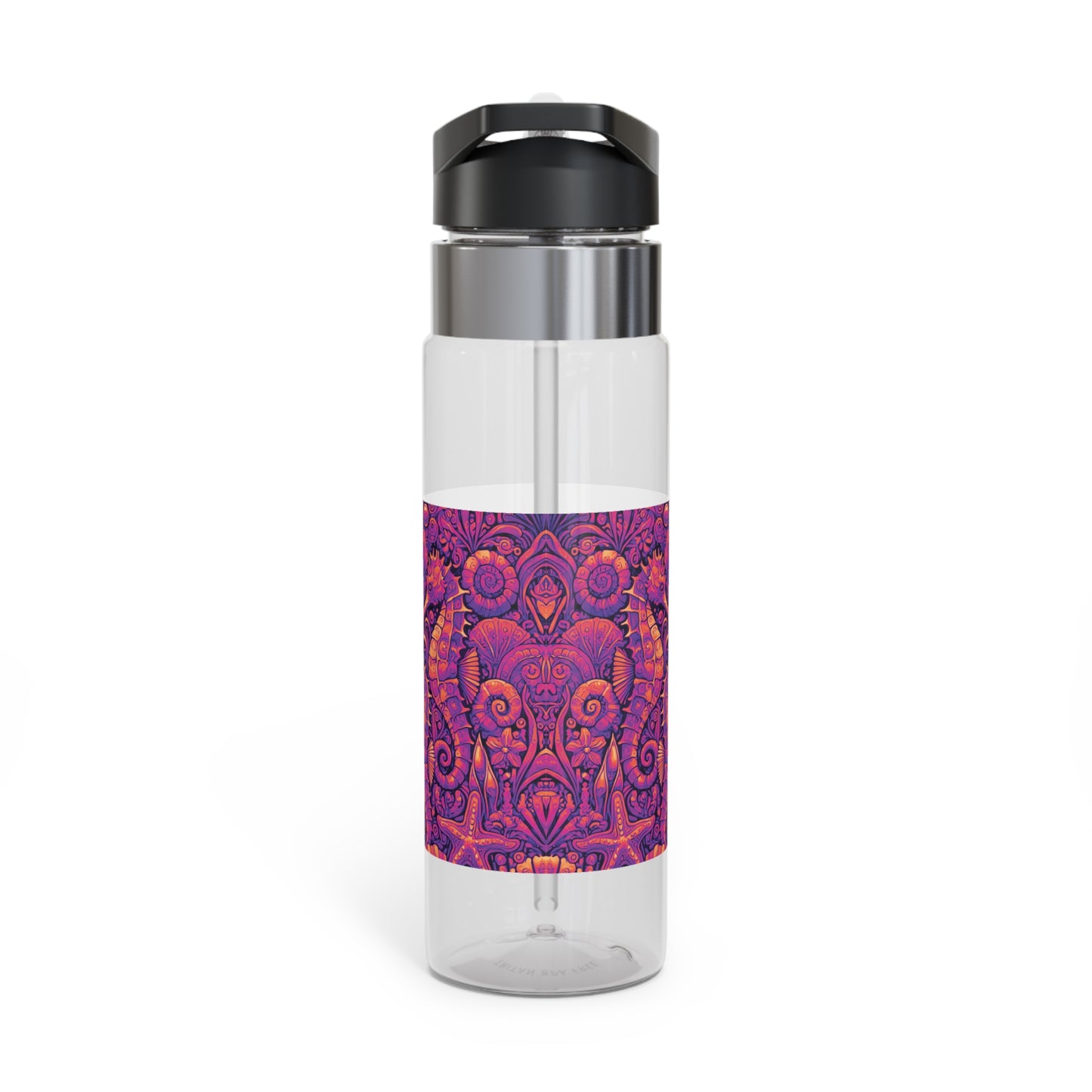 Tropical 20oz Tritan Sport Water Bottle -  Leakproof, Lightweight, BPA-Free / Seahorse Trio, Hot Pink