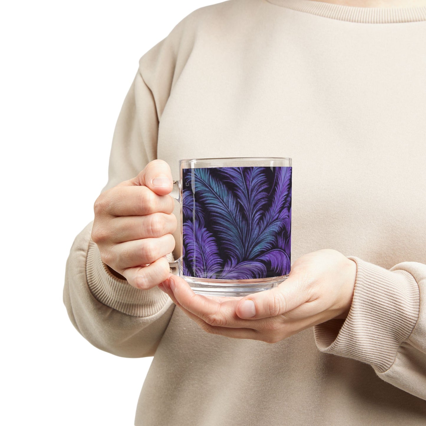 Tropical Glass Mug - 10oz Coffee Cup / Rocco Purple