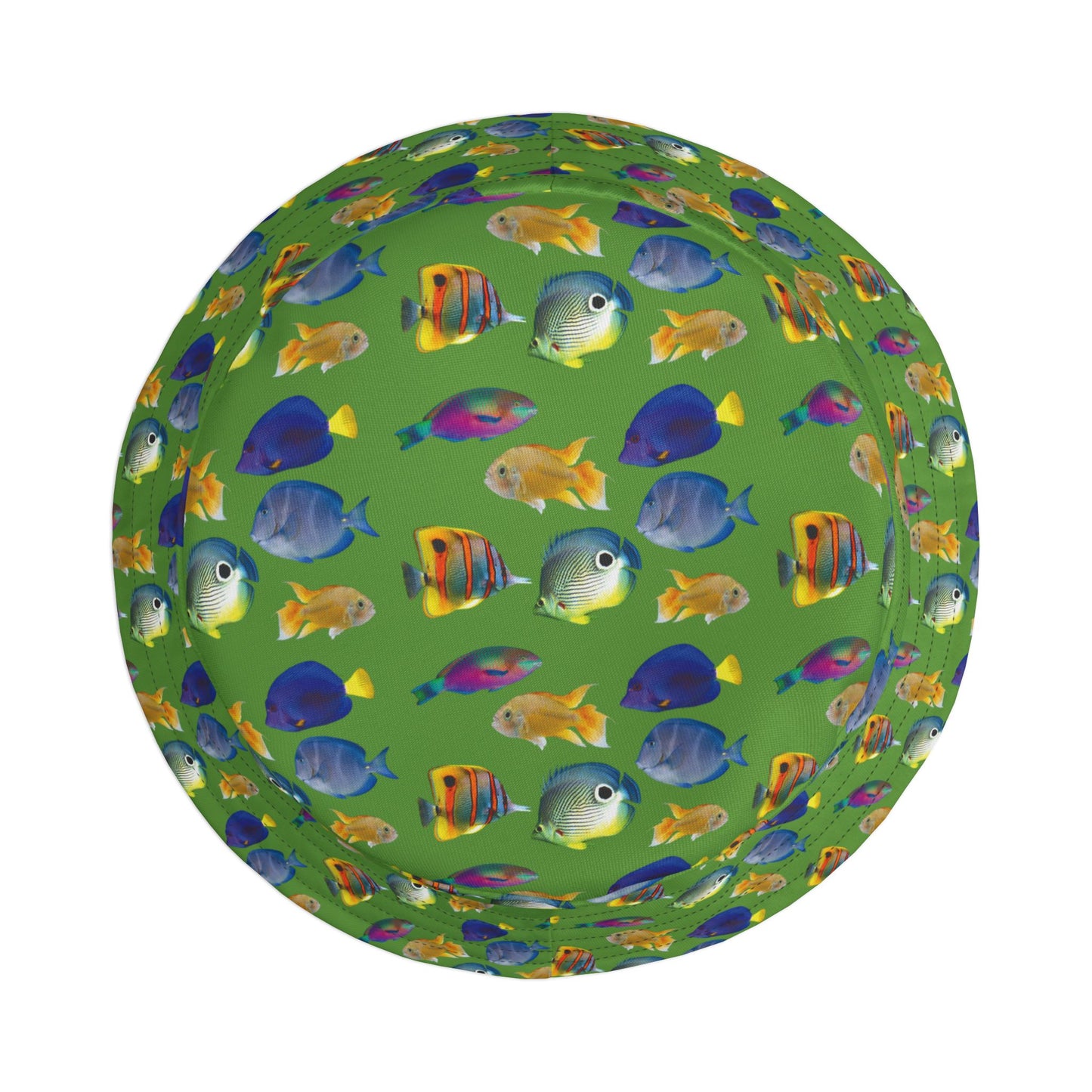 Tropical Polyester Bucket Hat, 2 Sizes - School of Fish / Light Green
